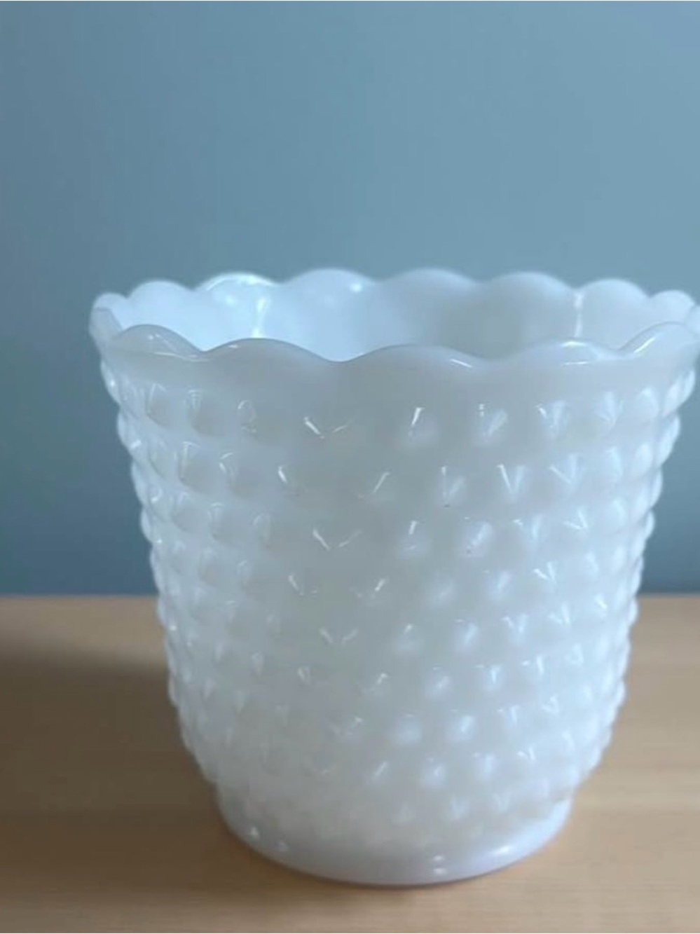 Scalloped Hobnail Milk Glass Vase